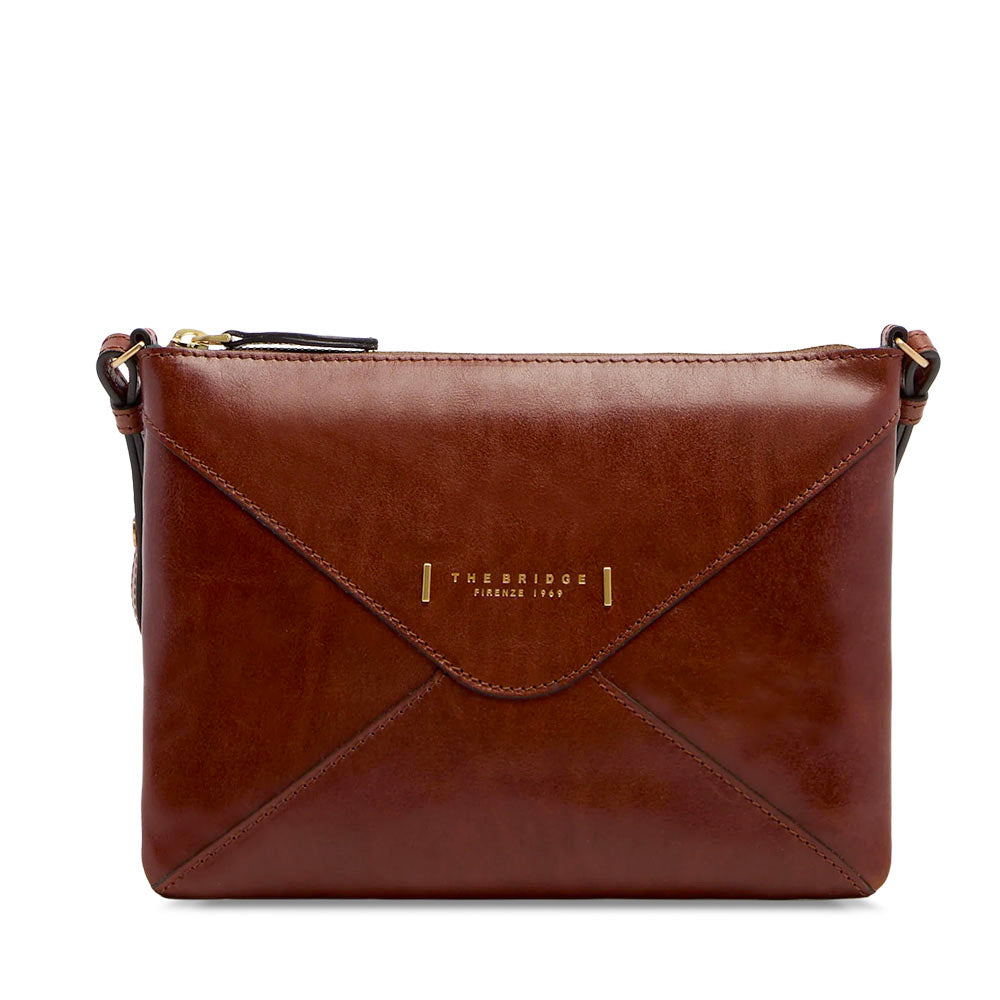 Borsa Donna Piatta a Tracolla THE BRIDGE linea Frida in Pelle Marrone
