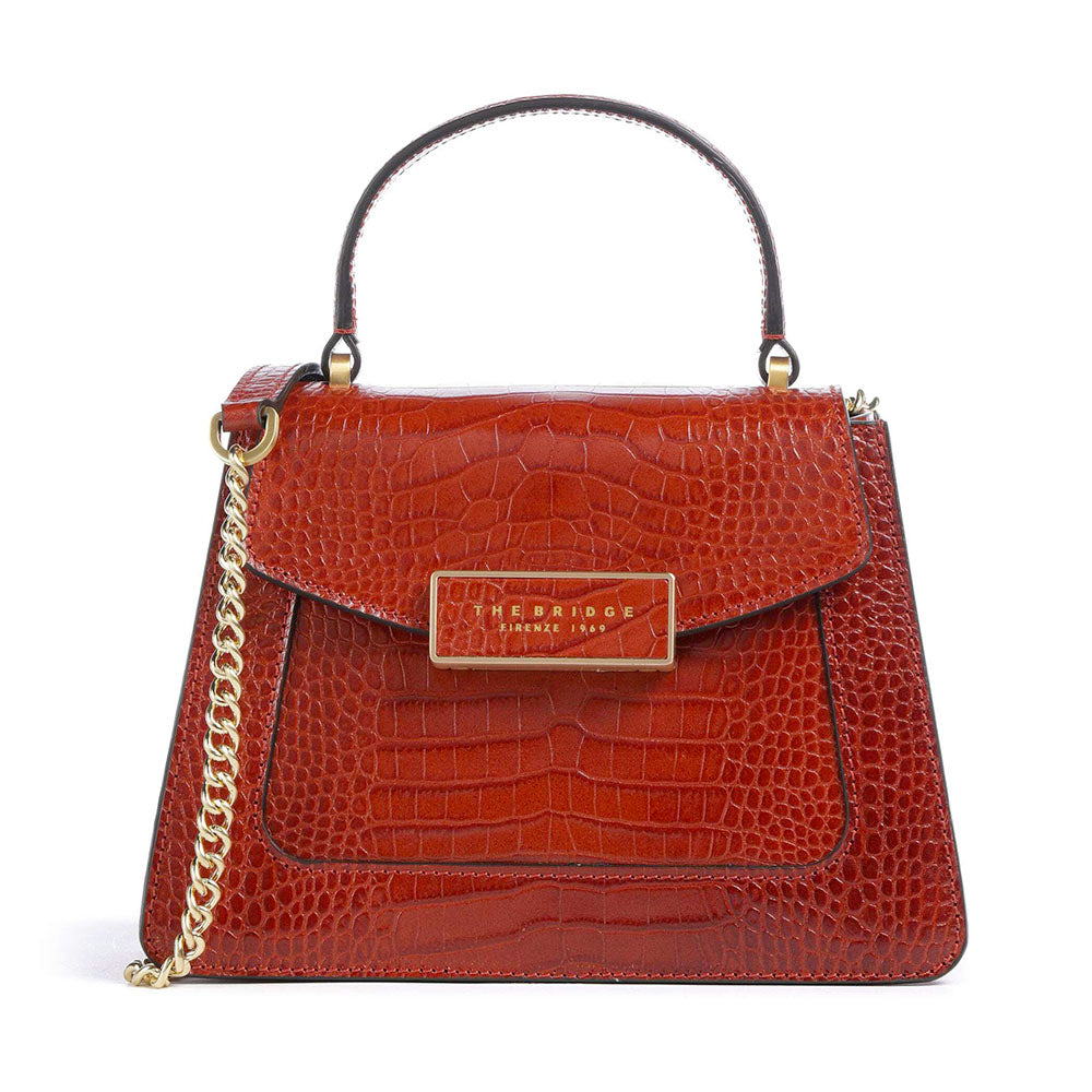 Borsa Donna a Mano THE BRIDGE linea Ginevra Wow in Pelle stampa Cocco Arancio Bruciato