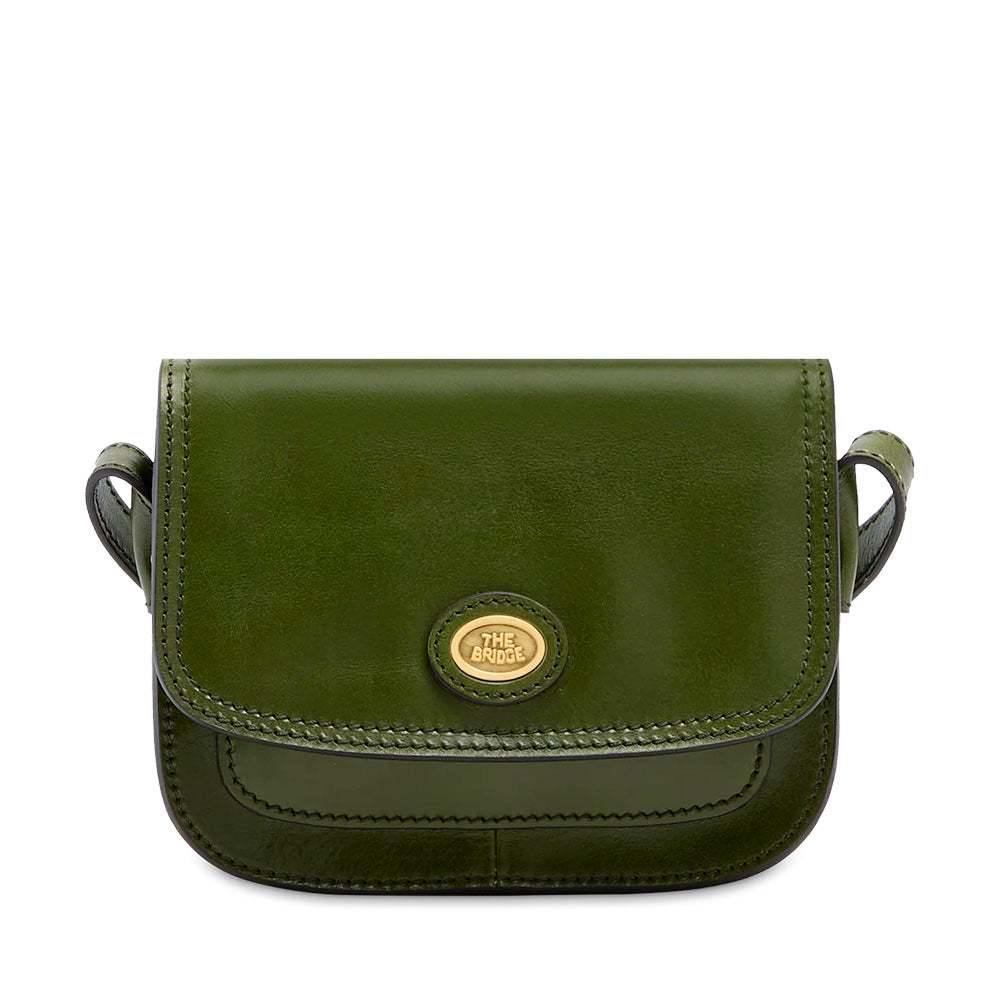 Borsa Donna a Tracolla Small THE BRIDGE linea Story in Pelle Verde Maggiorana