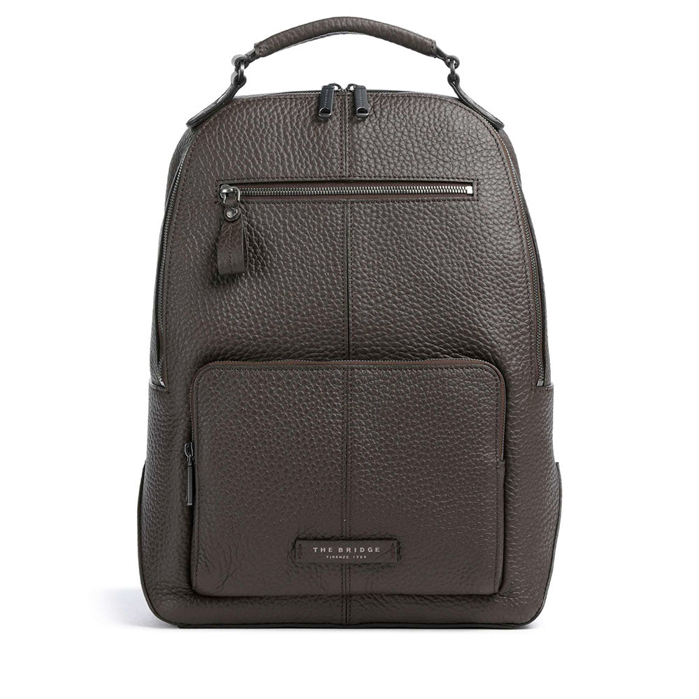 Zaino Uomo Porta PC 14" THE BRIDGE linea Manfredi in Pelle color Moka