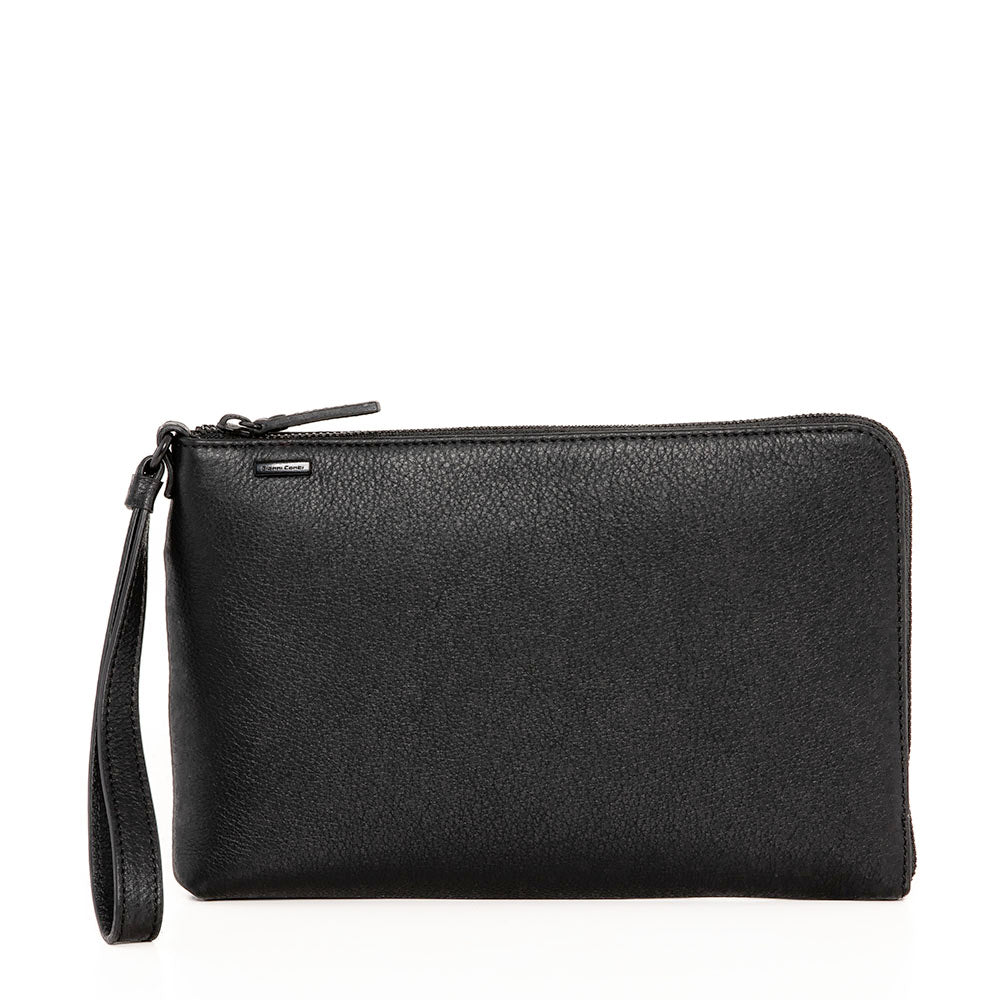 Pochette Unisex GIANNI CONTI in Pelle Martellata Nera