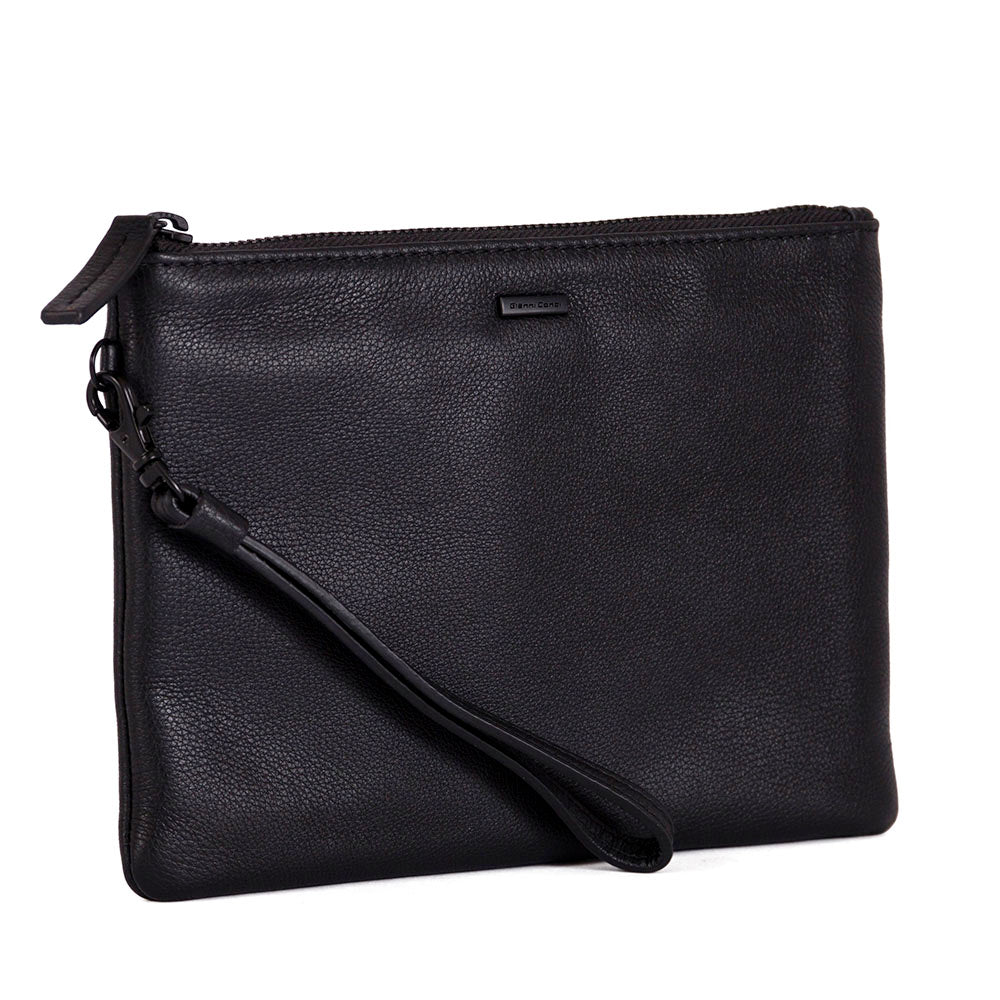 Pochette Unisex GIANNI CONTI linea Lillie in Pelle Martellata Nera