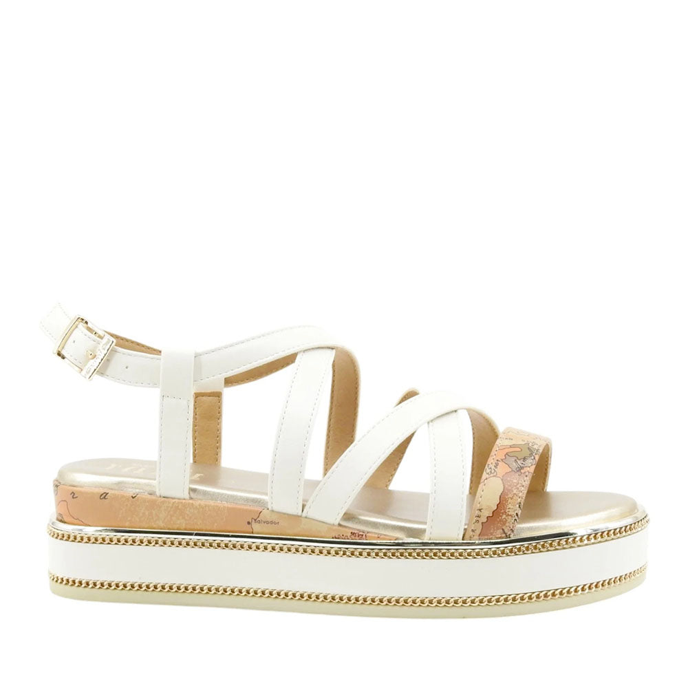 Sandali Platform 1A Classe Alviero Martini in Eco Nappa Bianco Sporco 2484