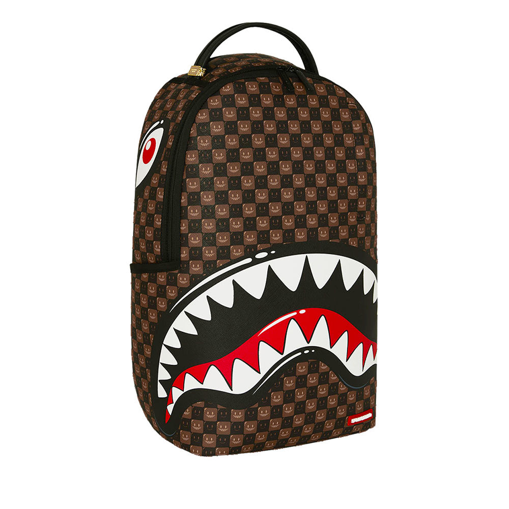 Sprayground Sharks in Paris WTF Bubble Brown Check Rucksack – Unisex, Braun
