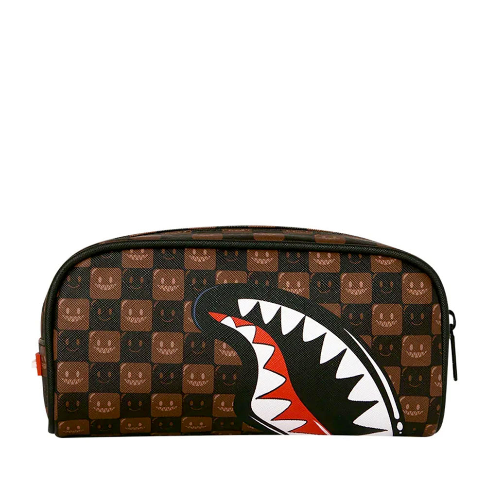 Pouch SPRAYGROUND stampa Sharks in Paris WTF Bubble Brown Check