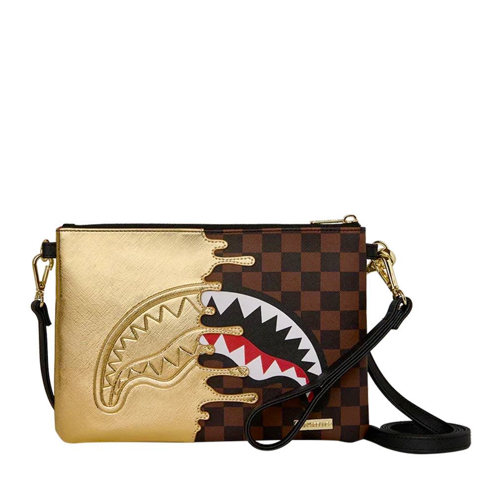 Pochette con Tracolla SPRAYGROUND stampa Sharks in Paris Gold Drip