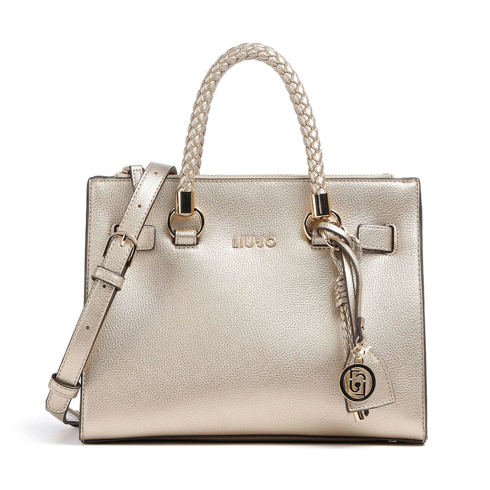 Borsa Donna a Mano LIU JO Better effetto Bottalato Light Gold con Charm