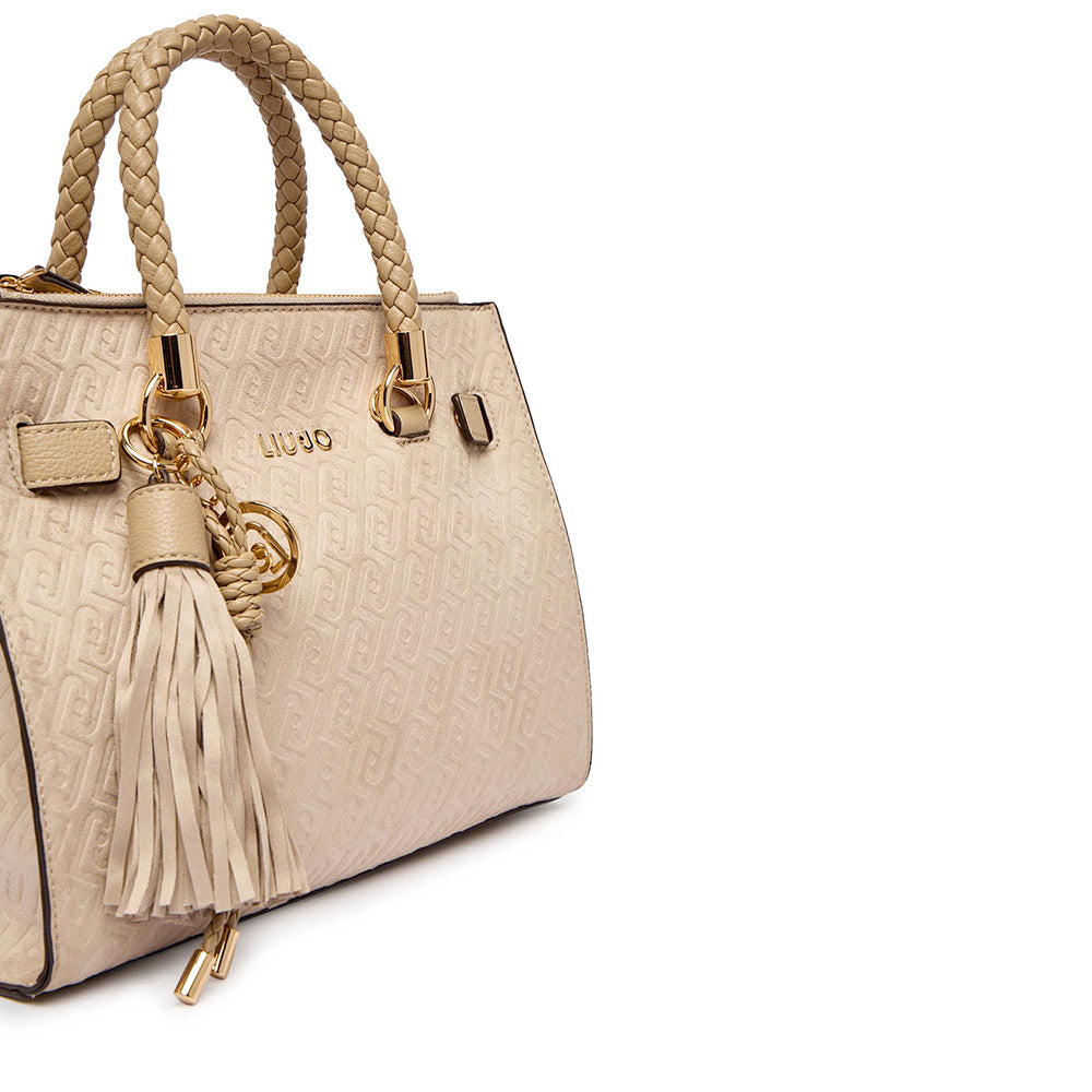 Borsa Donna a Mano LIU JO Neutro con Logo Monogram All Over