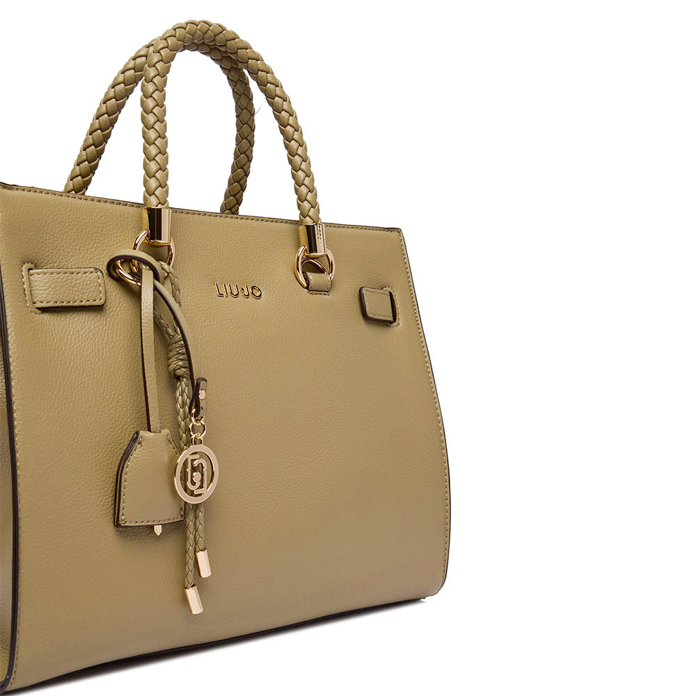 Borsa Donna a Mano Media LIU JO Better effetto Bottalato color Fango con Charm