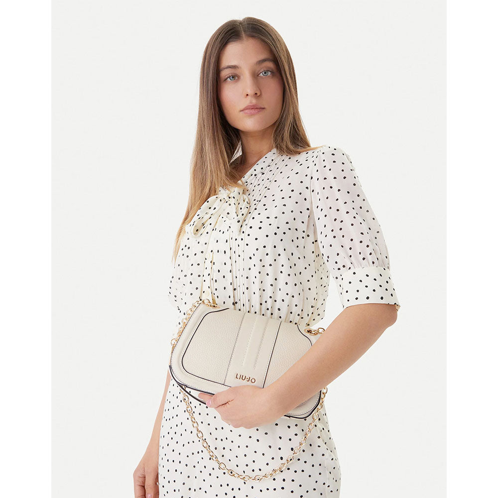 Borsa Donna Media a Tracolla LIU JO effetto Bottalato color Crema