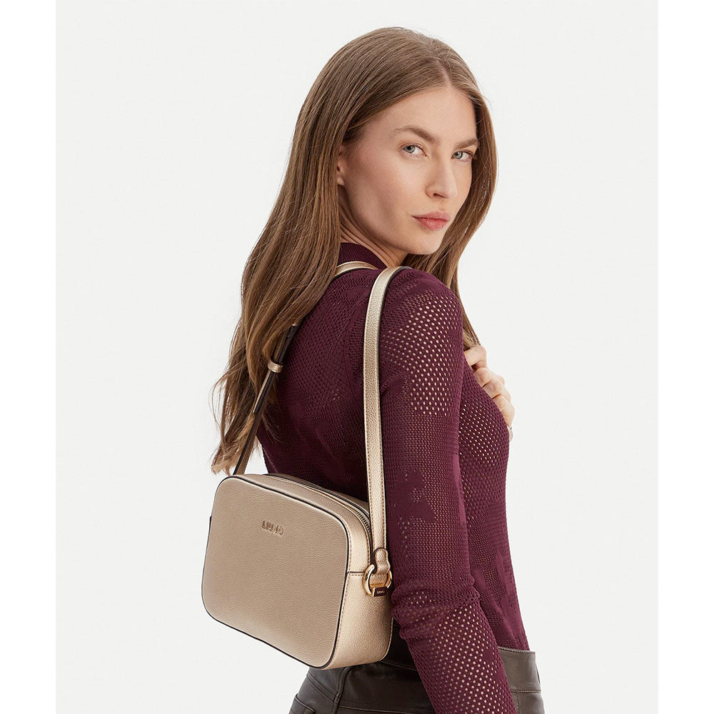Borsa Donna a Tracolla Media LIU JO Better effetto Bottalato Oro Chiaro