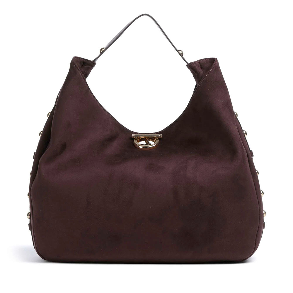 Maxi Hobo Bag Donna LIU JO in Tessuto effetto Camoscio color Melanzana