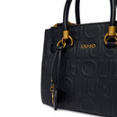 Borsa Donna a Mano Small LIU JO in Ecopelle Nera con Logo in Rilievo All Over