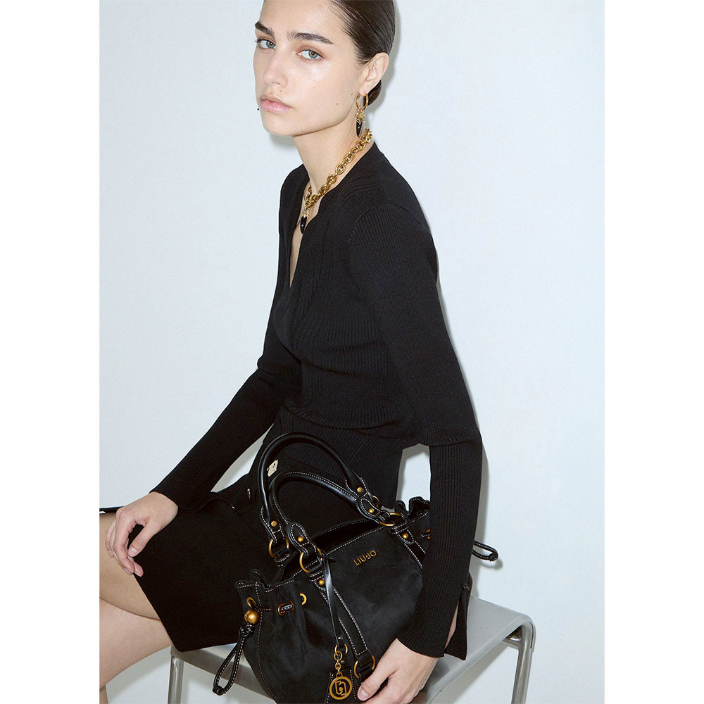 Bauletto Donna a Mano LIU JO in Tessuto effetto Camoscio Nero