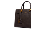 Borsa Donna a Mano Media LIU JO in Ecopelle Marrone Scuro con Logo in Rilievo All Over