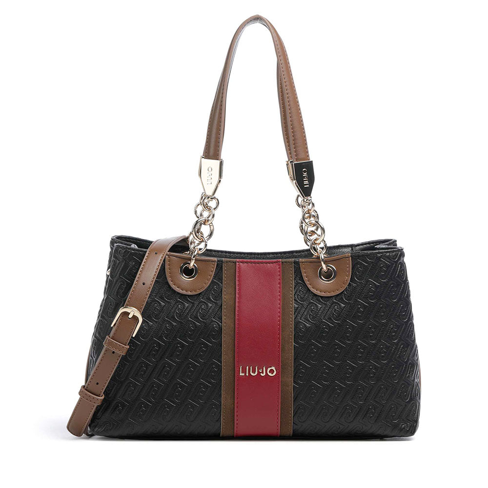 Shopping Bag Donna LIU JO Nera con Logo Embossed All Over
