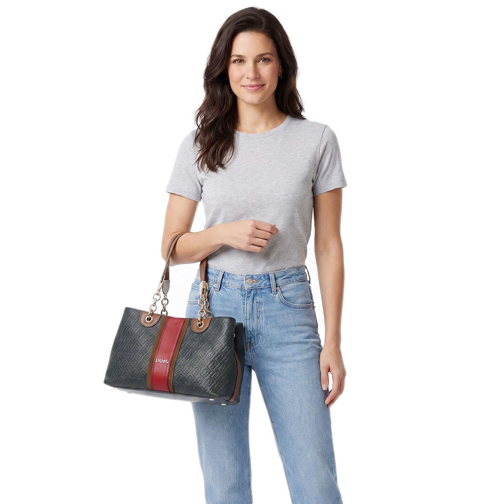 Shopping Bag Donna LIU JO Verde Foresta con Logo Embossed All Over