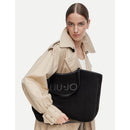 Maxi Tote Bag Donna LIU JO in Microfibra effetto Camoscio Nero