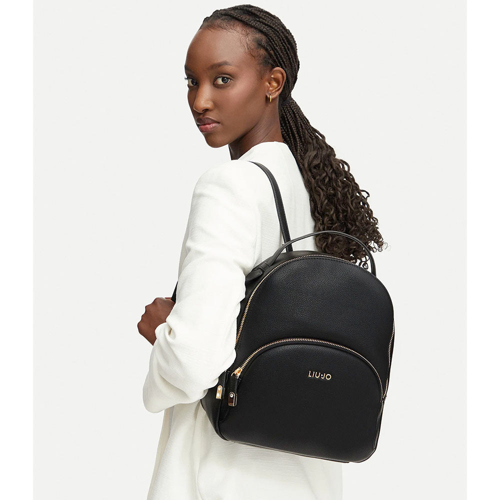 LIU JO Damenrucksack aus Kunstleder in schwarzer Kroko-Optik