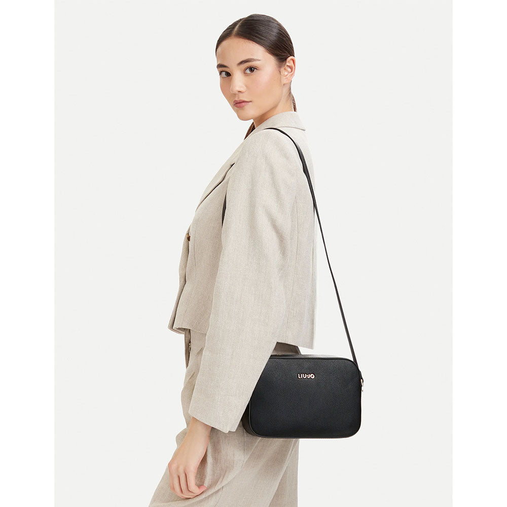 Borsa Donna a Tracolla LIU JO in Ecopelle effetto Bottalato Nera