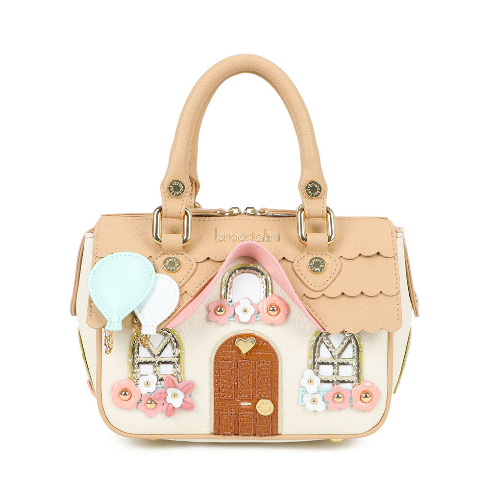 Borsa Donna a Mano BRACCIALINI linea Temini in Pelle a Forma di Casetta di Campagna