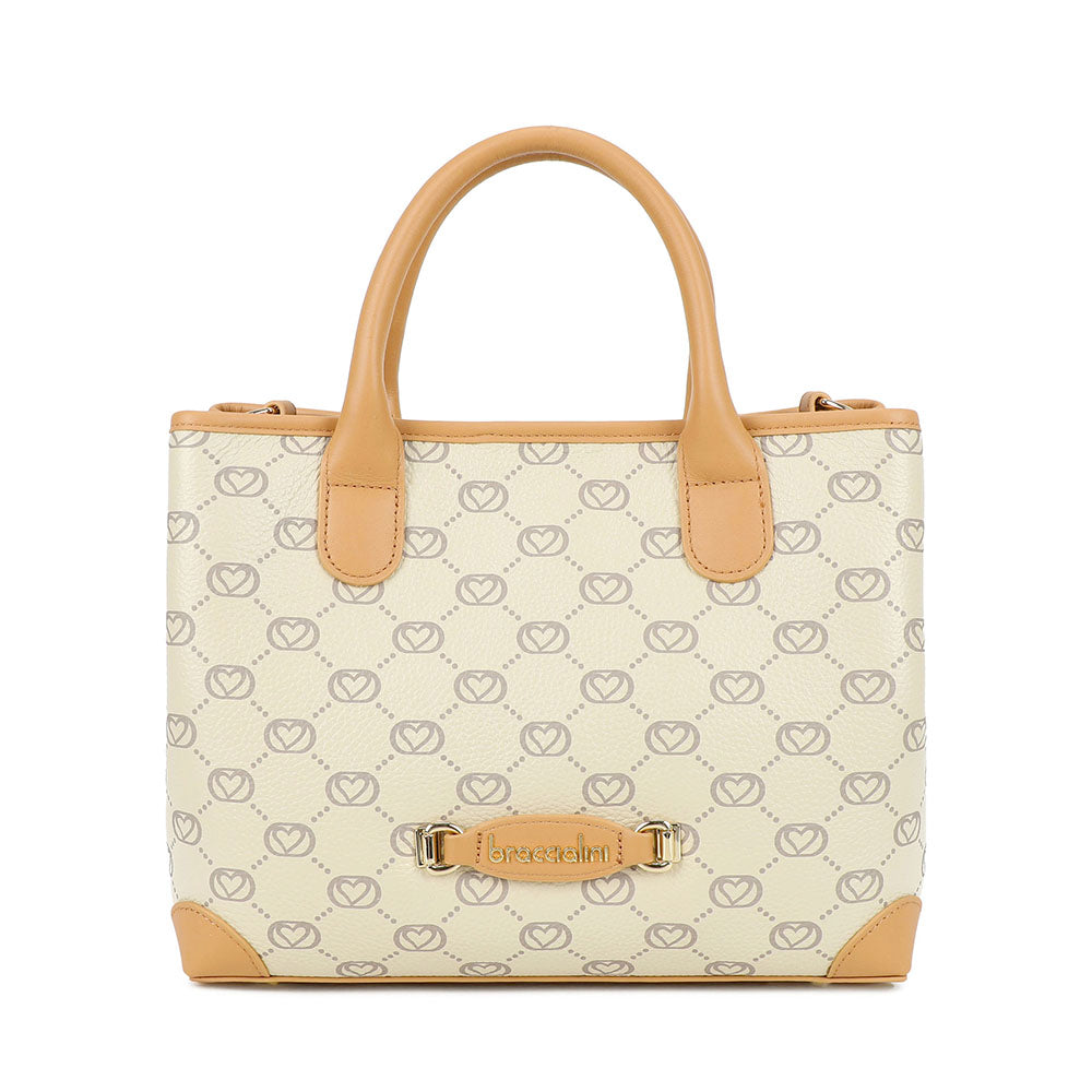 Borsa Donna a Mano Media BRACCIALINI linea Monogram in Pelle Beige