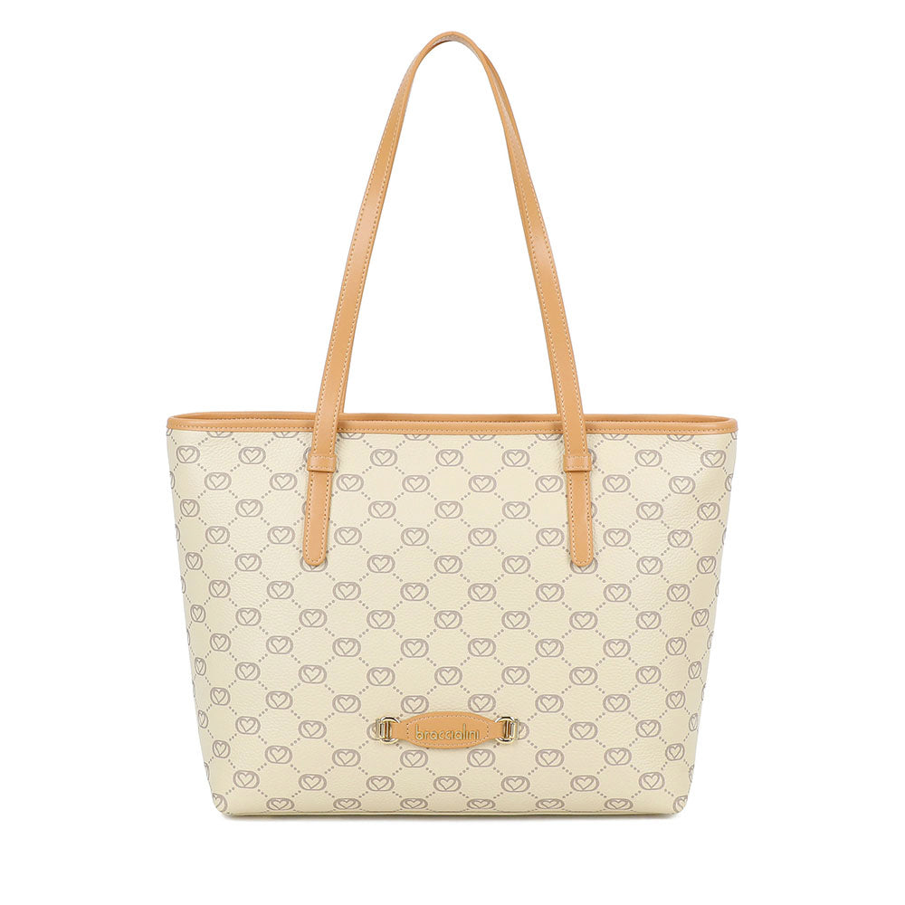 Shopping Bag Donna BRACCIALINI linea Monogram in Pelle Beige