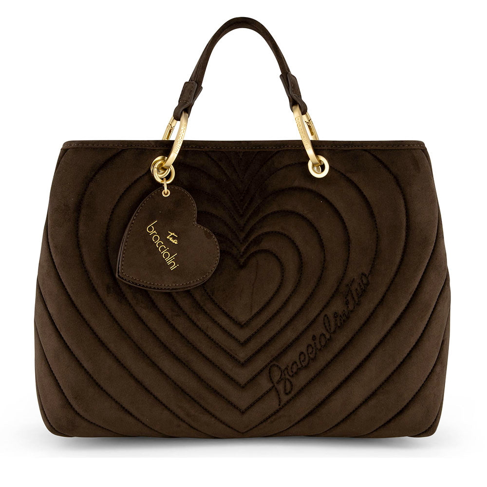 Borsa Donna a Mano Large BRACCIALINI linea Beth Matelassè Marrone Cioccolato