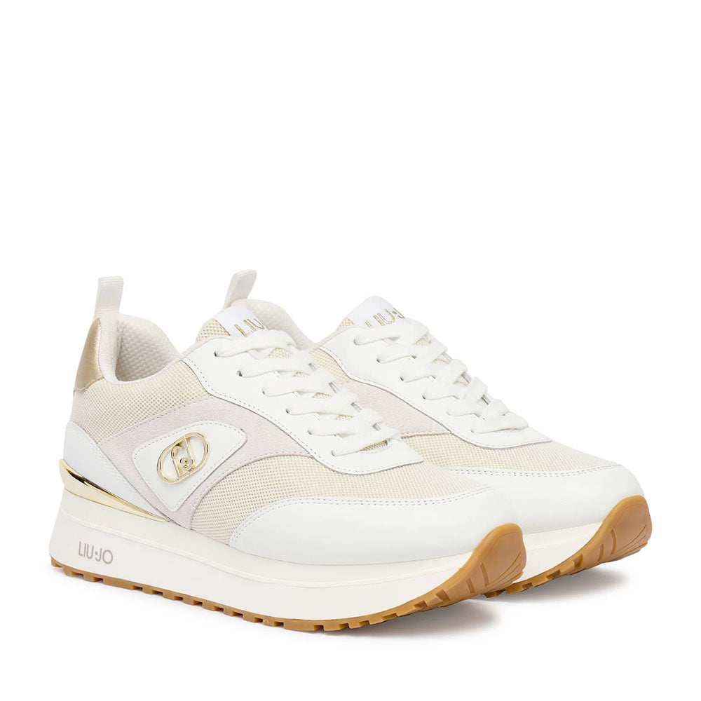 Sneakers Platform Donna LIU JO Maxi Wonder 97 Bis in Pelle e Canvas Bianco