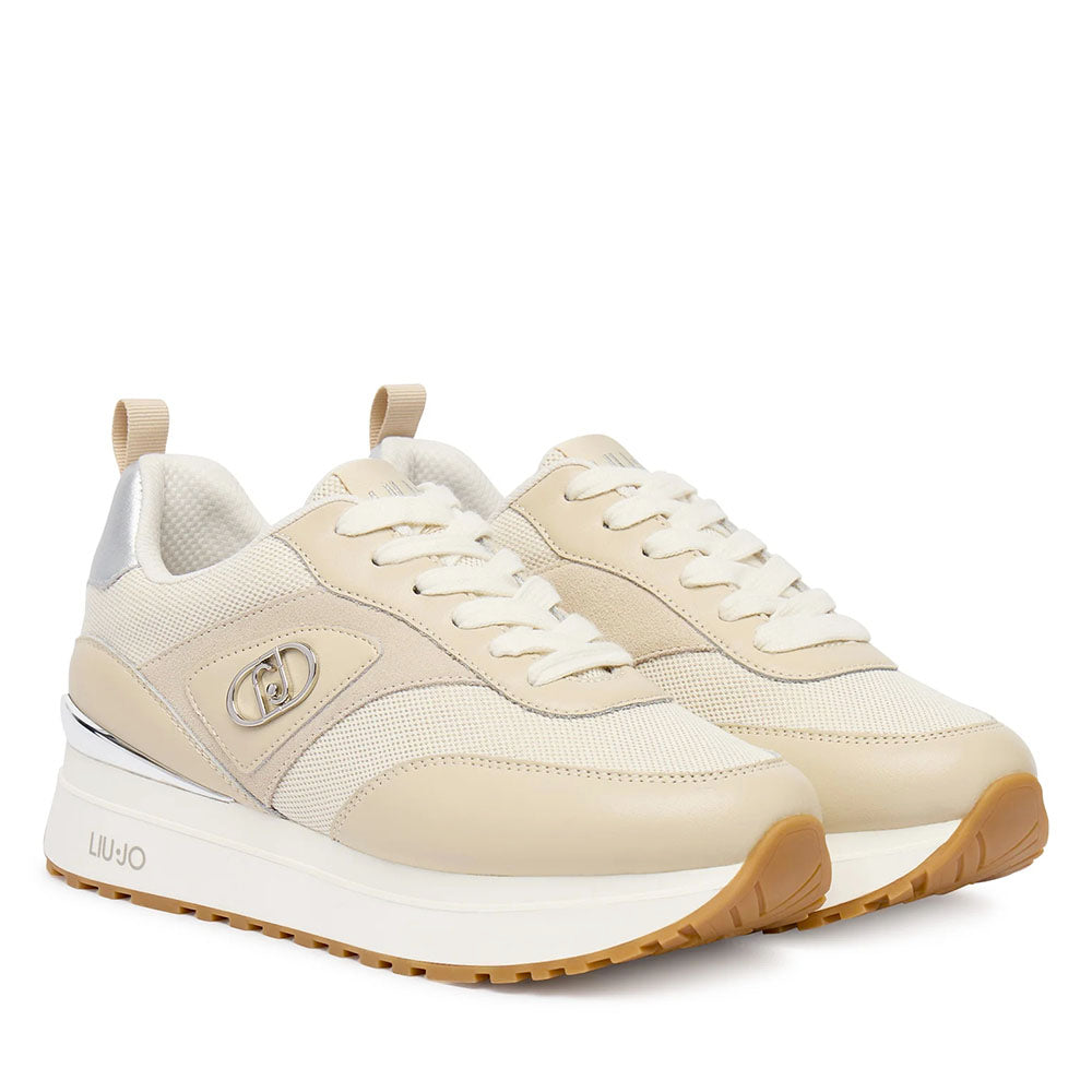 Sneakers Platform Donna LIU JO Maxi Wonder 97 Bis in Pelle e Canvas Beige