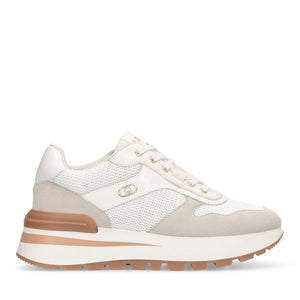 Women's Milk and White Suede and Mesh Platform Sneakers LIU JO Amazing 38