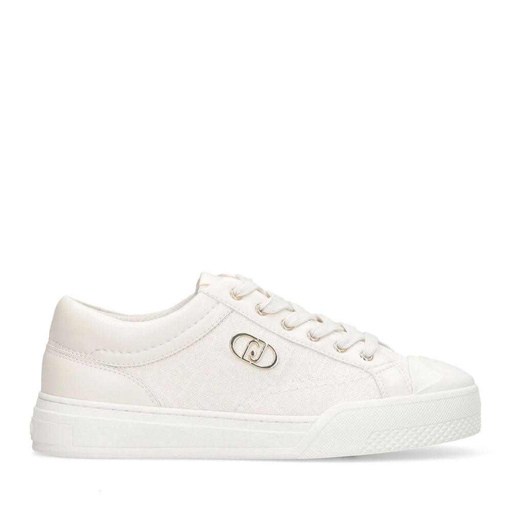 Sneakers Donna LIU JO Benson 01 in Tessuto color Latte con Logo Monogram