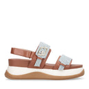 Sandali Platform Donna LIU JO Fiona 02 color Cuoio con Inserti Denim stampa Monogram