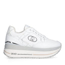 Sneakers Super Platform Donna LIU JO Maxi Wonder Plus 01 in Pelle Bianca e Inserti stampa Monogram