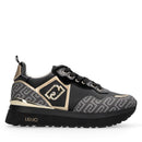 Sneakers Platform Donna LIU JO Maxi Wonder 01 stampa Saffiano con Logo Monogram Nero