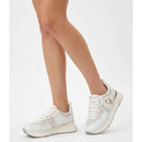 Women's White Mesh Platform Sneakers LIU JO Maxi Wonder 01 with Glitter