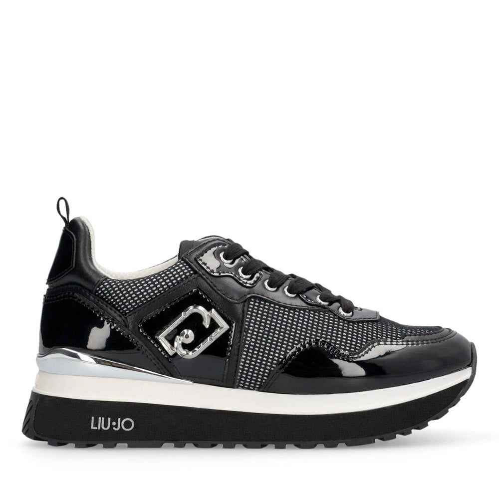 Sneakers Platform Donna LIU JO Maxi Wonder 01 in Mesh Nero con Glitter