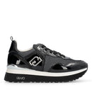 Women's Black Mesh Platform Sneakers LIU JO Maxi Wonder 01 with Glitter