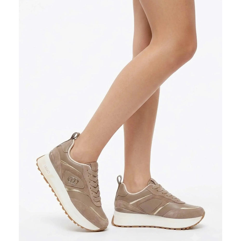 Sneakers Platform Donna LIU JO Maxi Wonder 97 in Pelle e Suede colore Havana