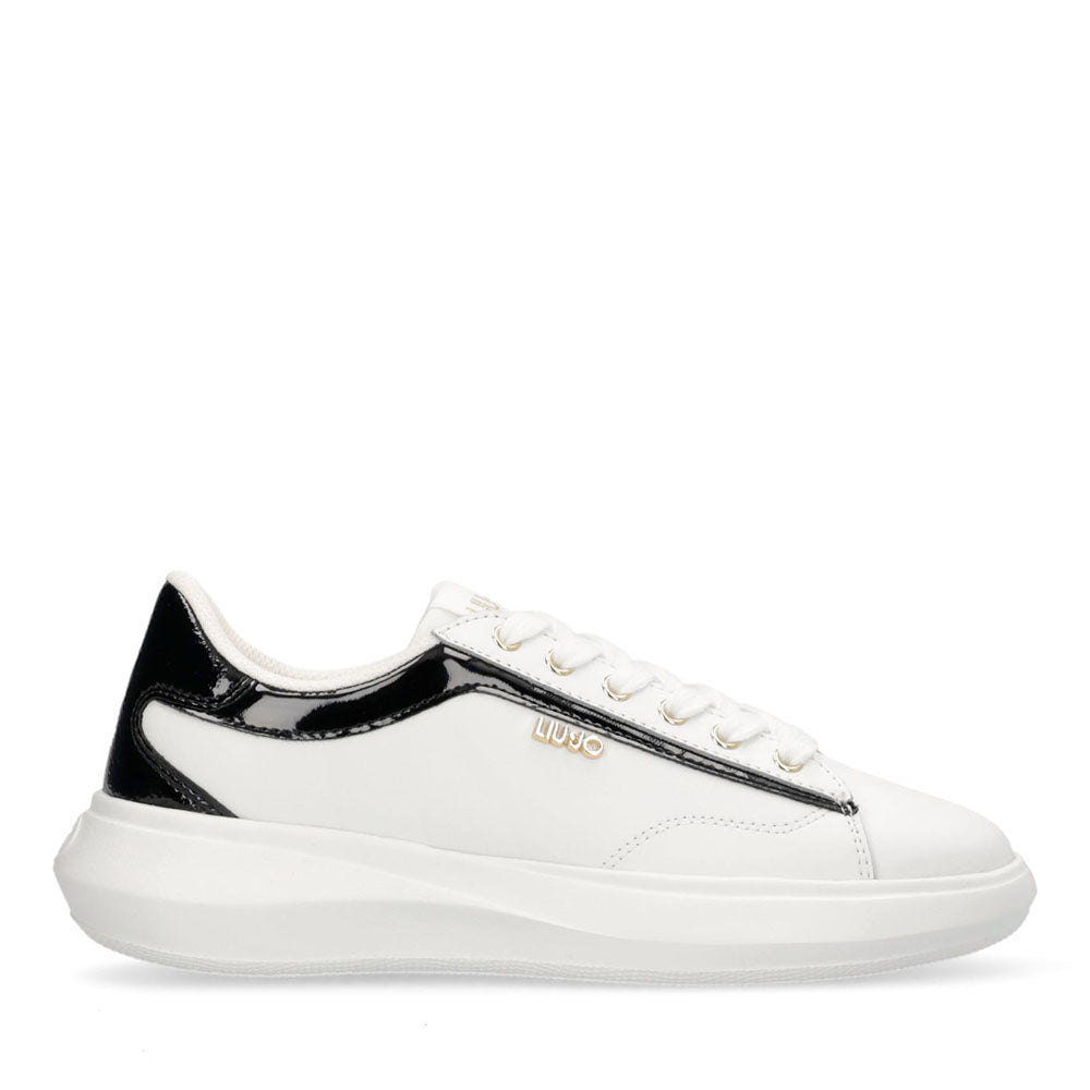 Sneakers Donna LIU JO Casper 01 in Pelle Bianca con Inserto Glossy Nero