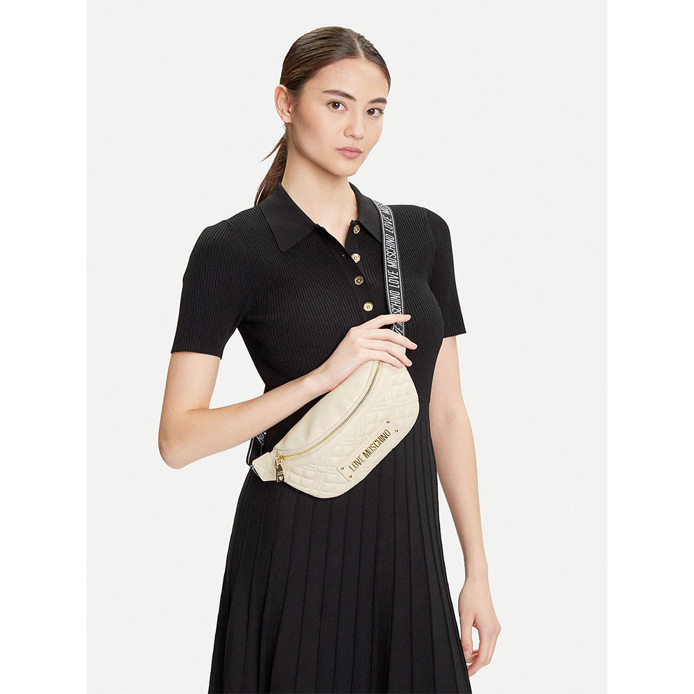 Marsupio Trapuntato LOVE MOSCHINO linea Lettering Logo Avorio