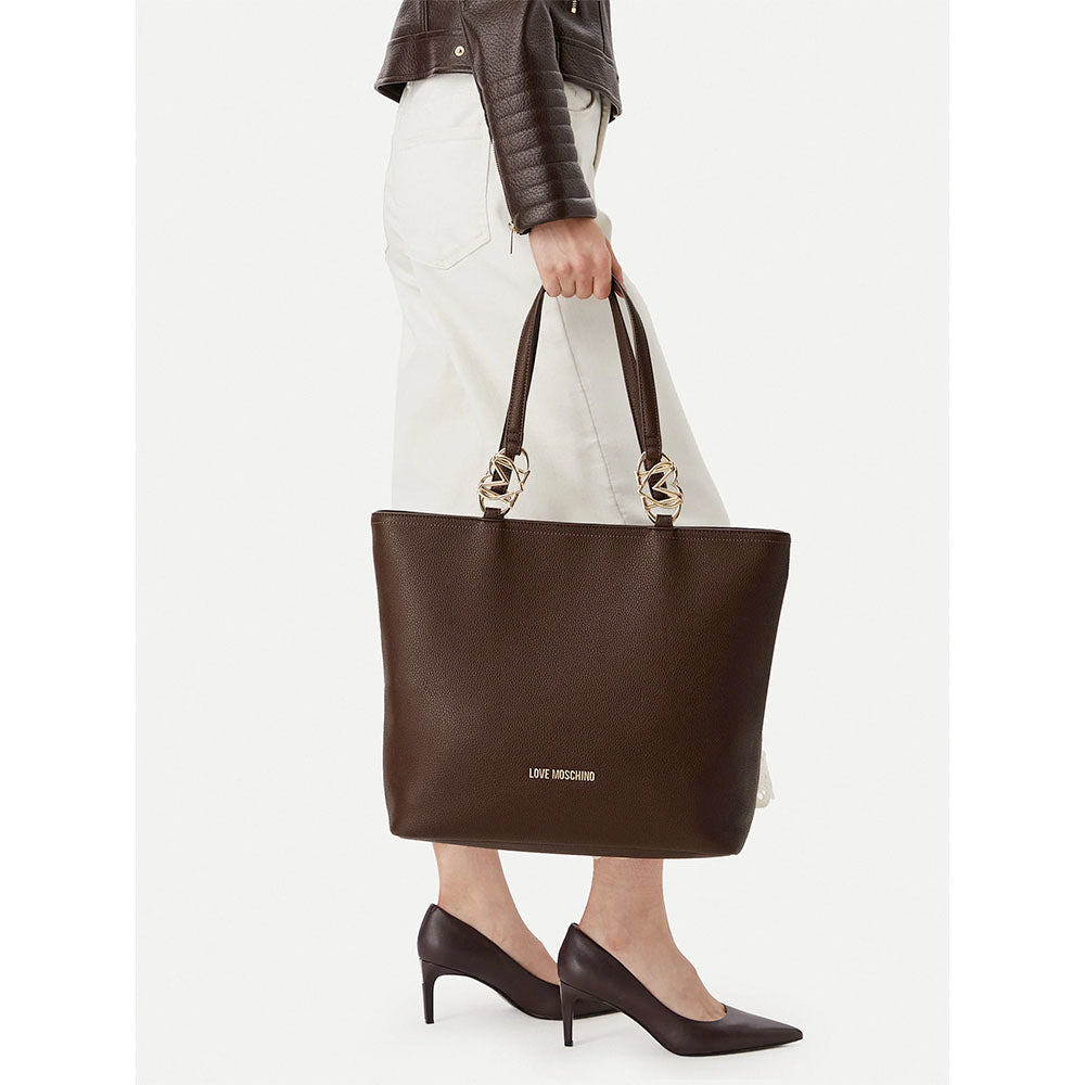 Shopping Bag Donna LOVE MOSCHINO linea Jewel Marrone