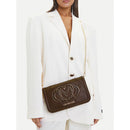 Damen-Clutch mit Umhängeriemen LOVE MOSCHINO in Dunkelbraun mit Maxi-Logo
