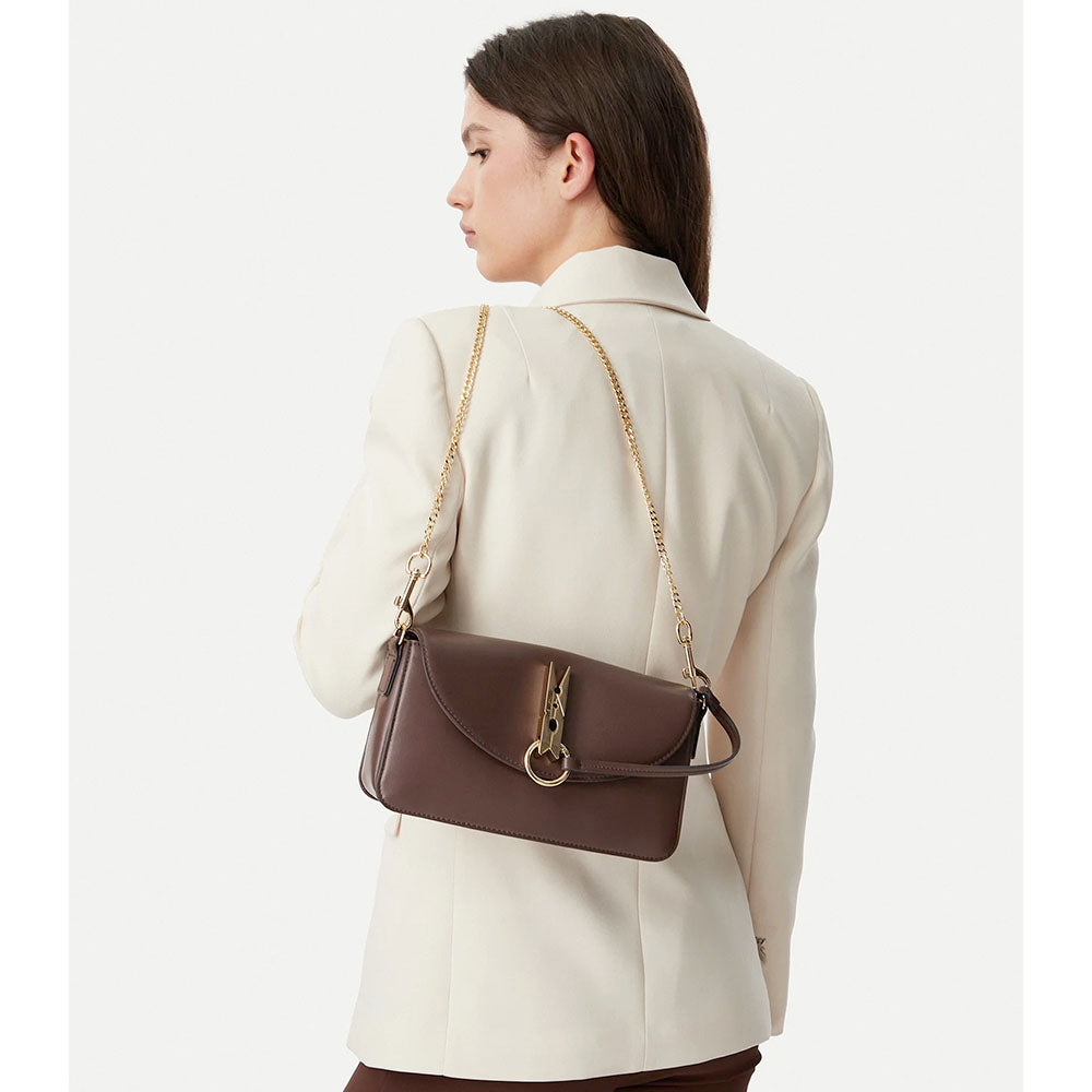Borsa Donna a Tracolla LOVE MOSCHINO linea Pinned Love Marrone