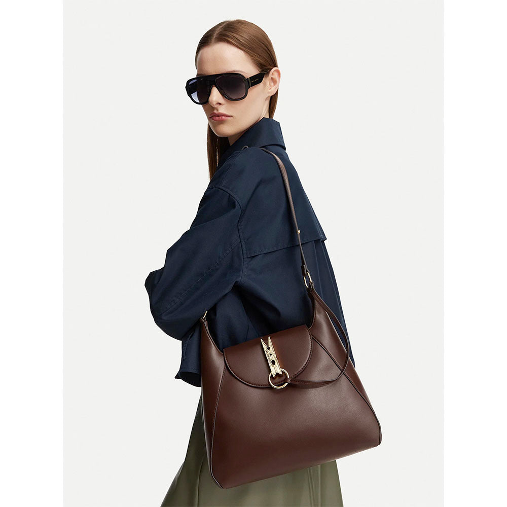 Hobo Bag Donna LOVE MOSCHINO linea Pinned Love Marrone