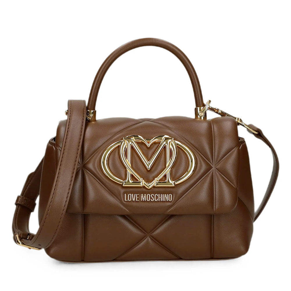 Kleine LOVE MOSCHINO Damenhandtasche aus der Embossed-Linie in Braun