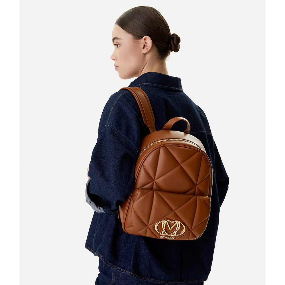 Zaino Donna Trapuntato LOVE MOSCHINO linea Embossed color Cuoio