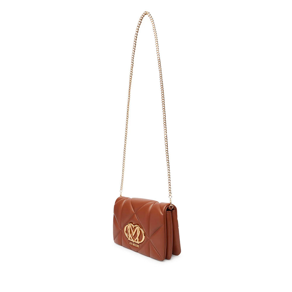 Clutch Trapuntata con Tracolla LOVE MOSCHINO linea Embossed color Noce
