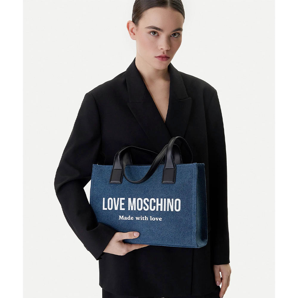 Shopping Bag Donna LOVE MOSCHINO in Denim Blu