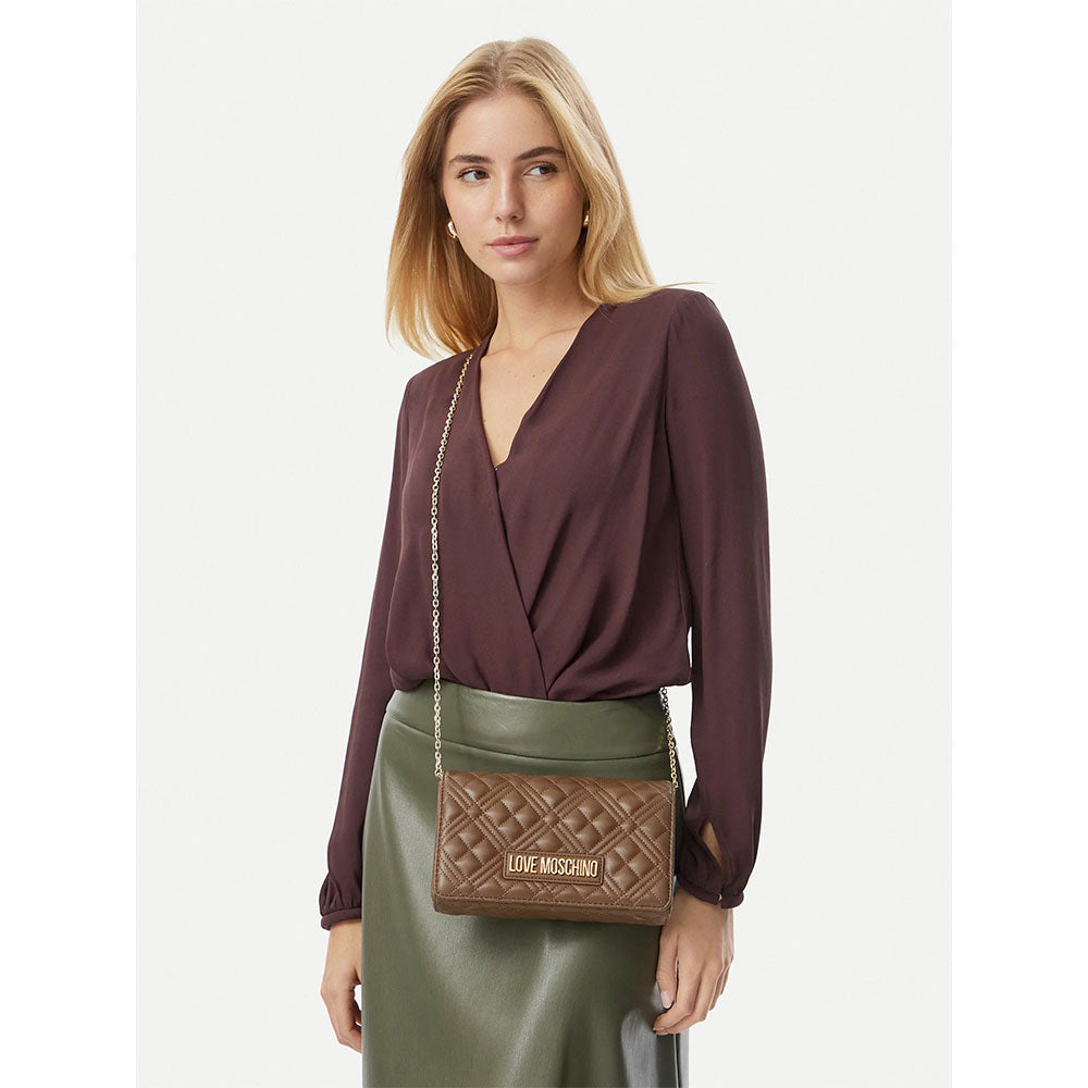 Clutch Donna con Tracolla LOVE MOSCHINO linea Smart Daily Quilted color Fango